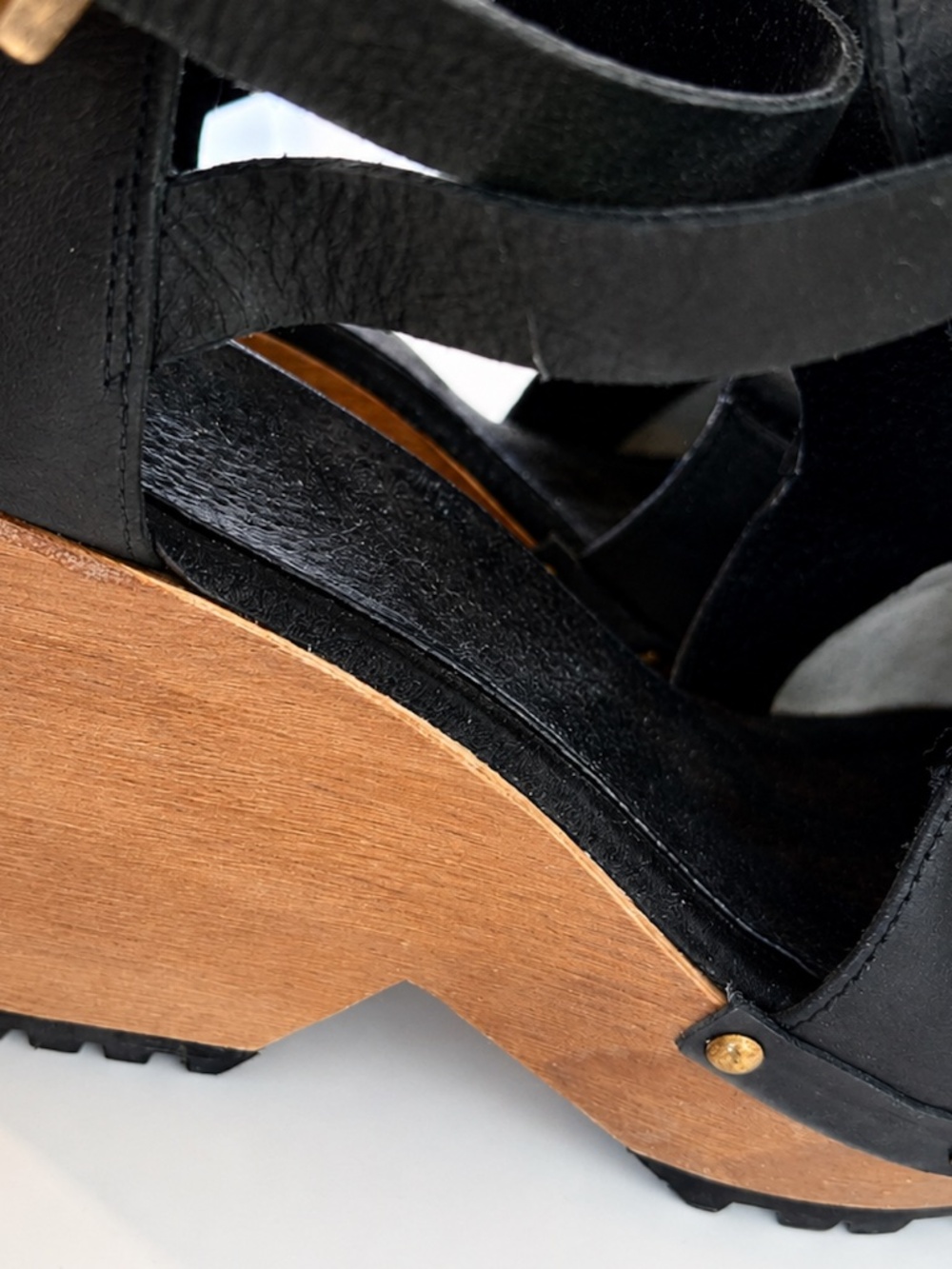 Free People - Salida Clogs – Black Leather Wedge Clogs | Size US 8 - Picture 6 of 7